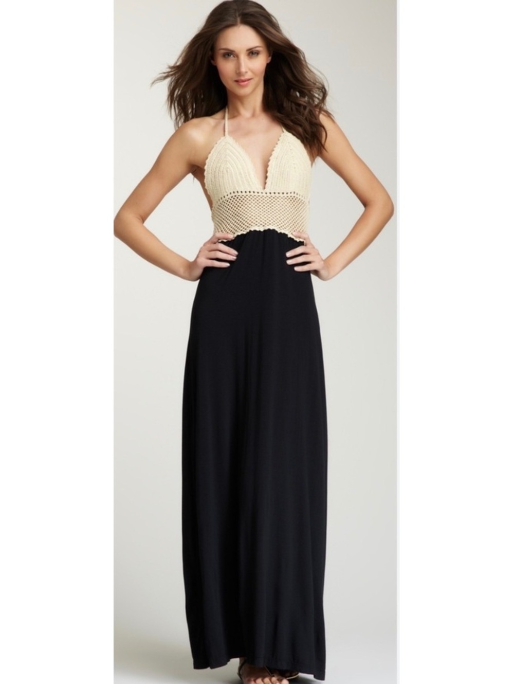 VIX Paula Hermanny Crochet Halter Neck Maxi Dress